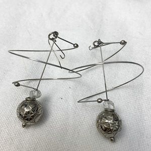 Vintage 80’s Earrings, Large Cosmic Silver Swirl Dangles